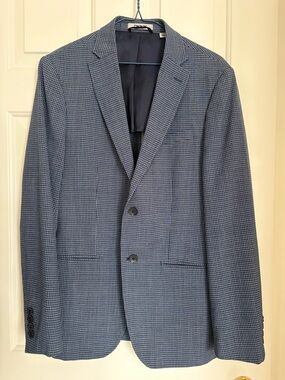 DKNYC Navy and Light Blue Houndstooth Sport Coat